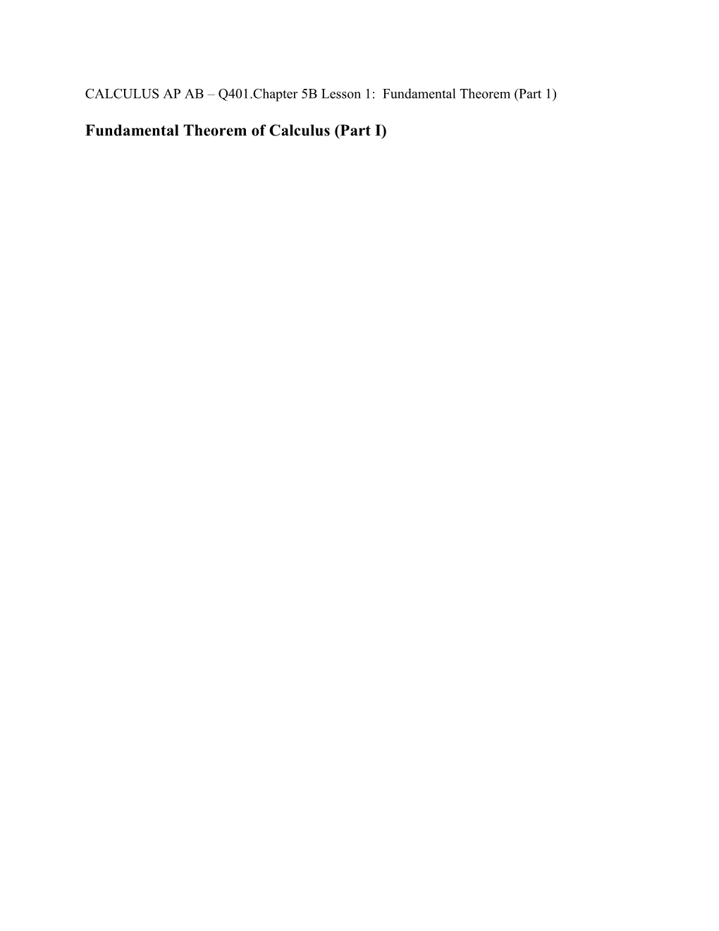 Fundamental Theorem of Calculus (Part I)