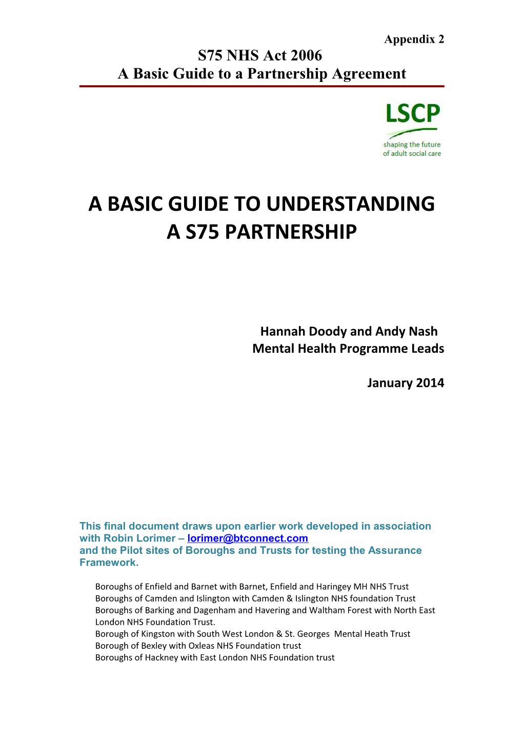 S75 NHS Act 2006 Partnership Agreement Proforma