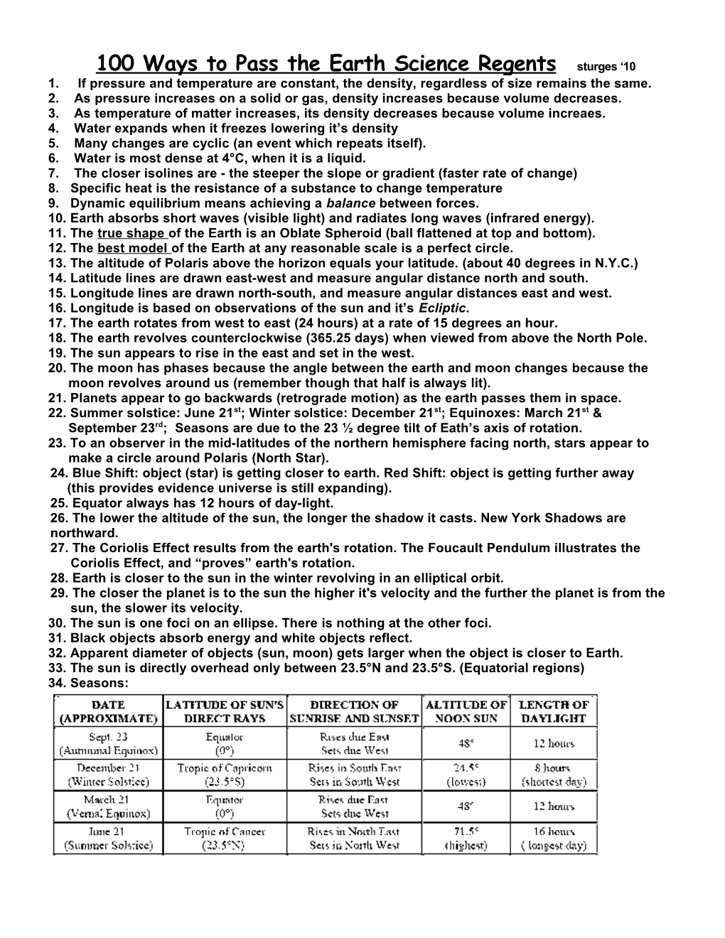 100 Ways to Pass the Earth Science Regents Sturges 10