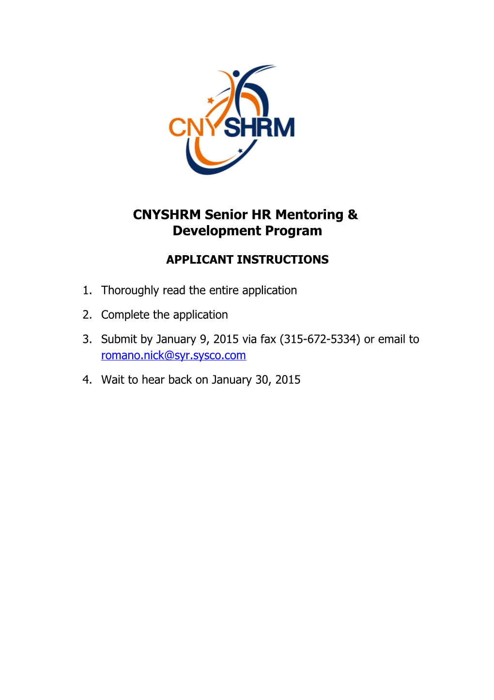 CNYSHRM Senior HR Mentoring & Development Program