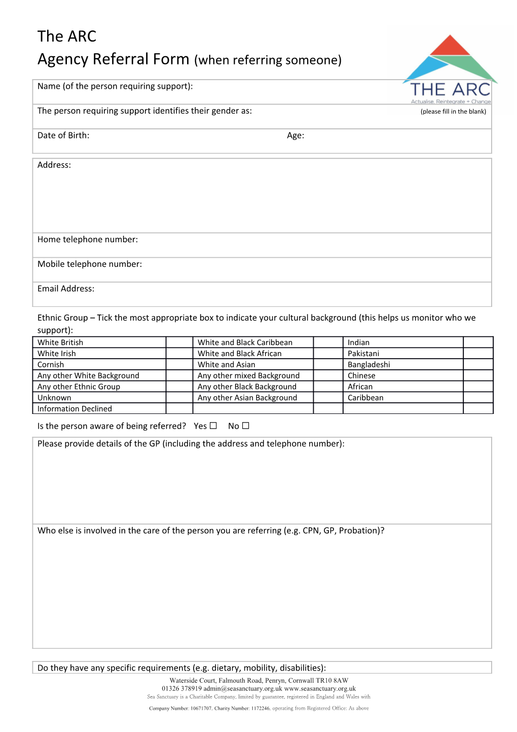 Agency Referral Form (When Referring Someone)