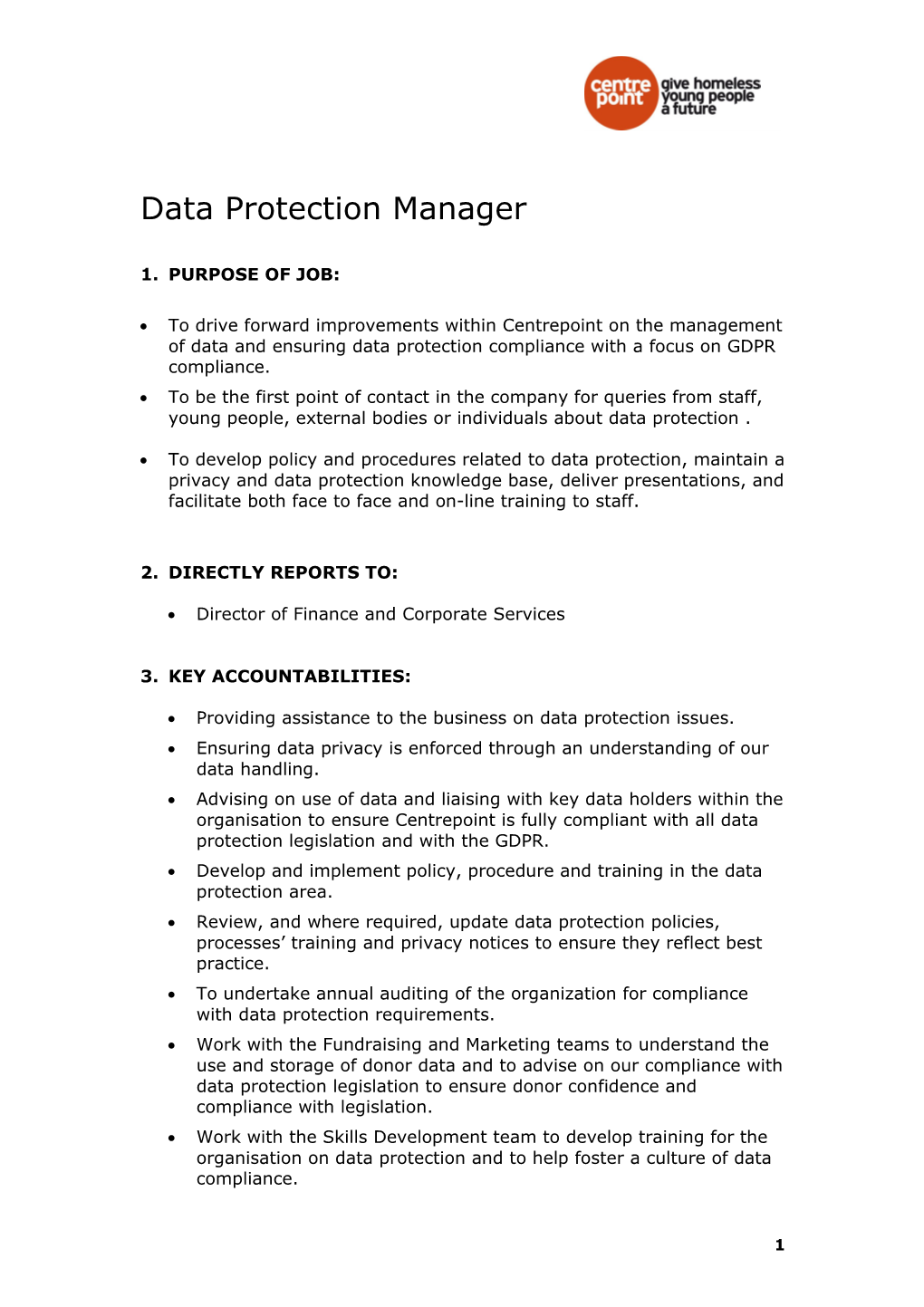 Centrepoint Job Description Draft July 2011