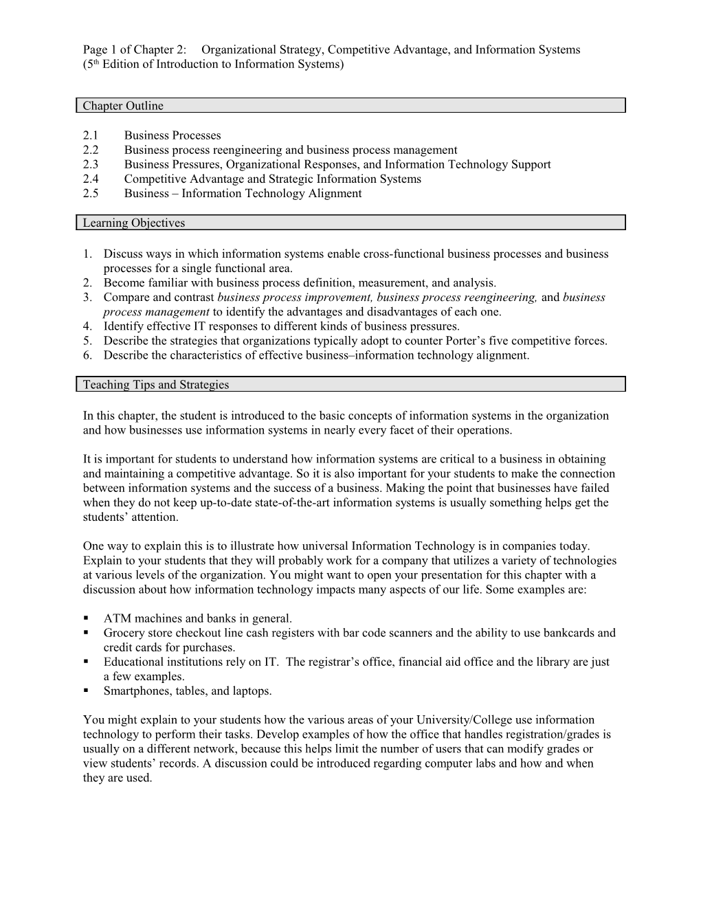 Chapter 2: Information Technologies: Concepts and Management