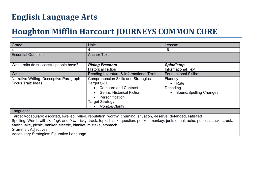 Houghton Mifflin Harcourt JOURNEYS COMMON CORE s4