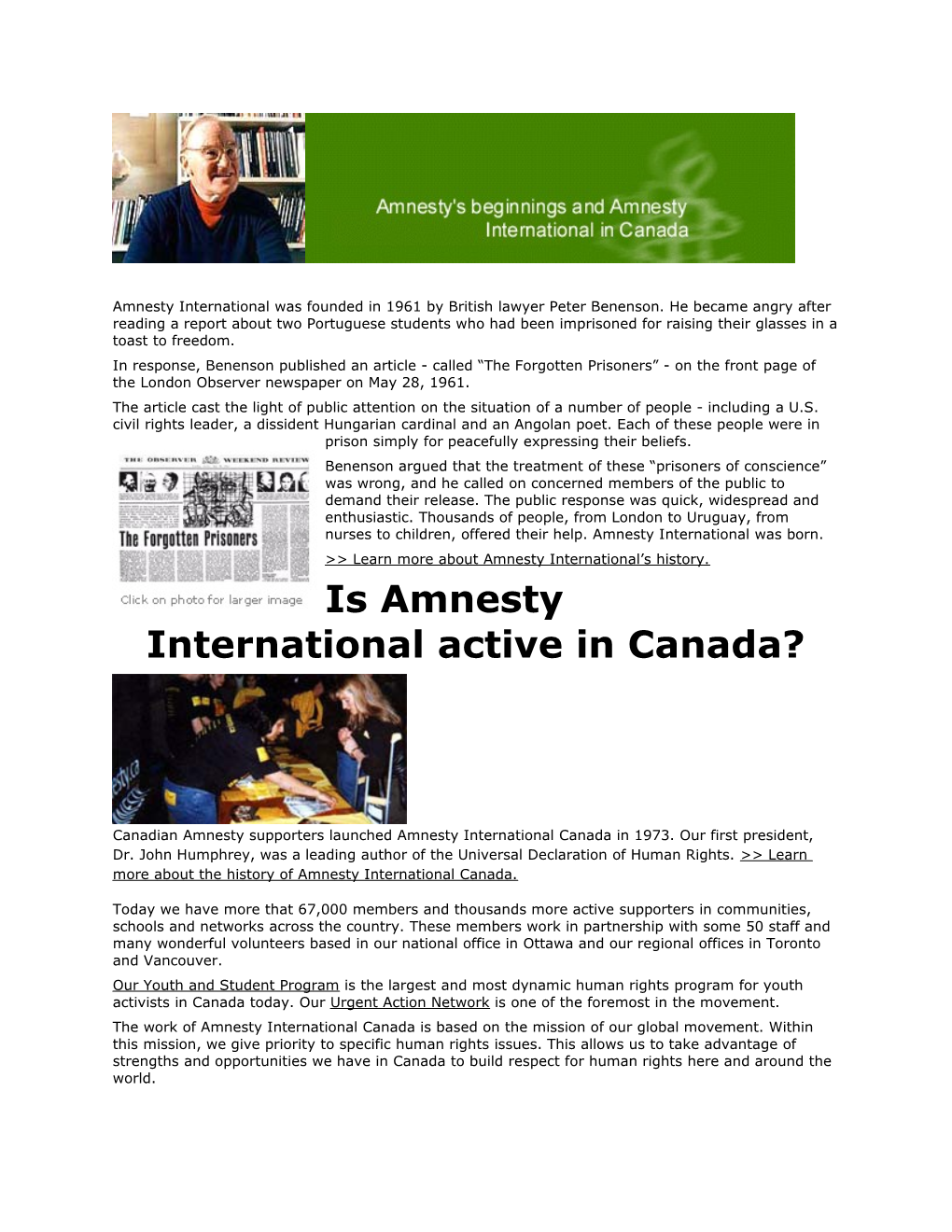 Is Amnesty International Active in Canada?