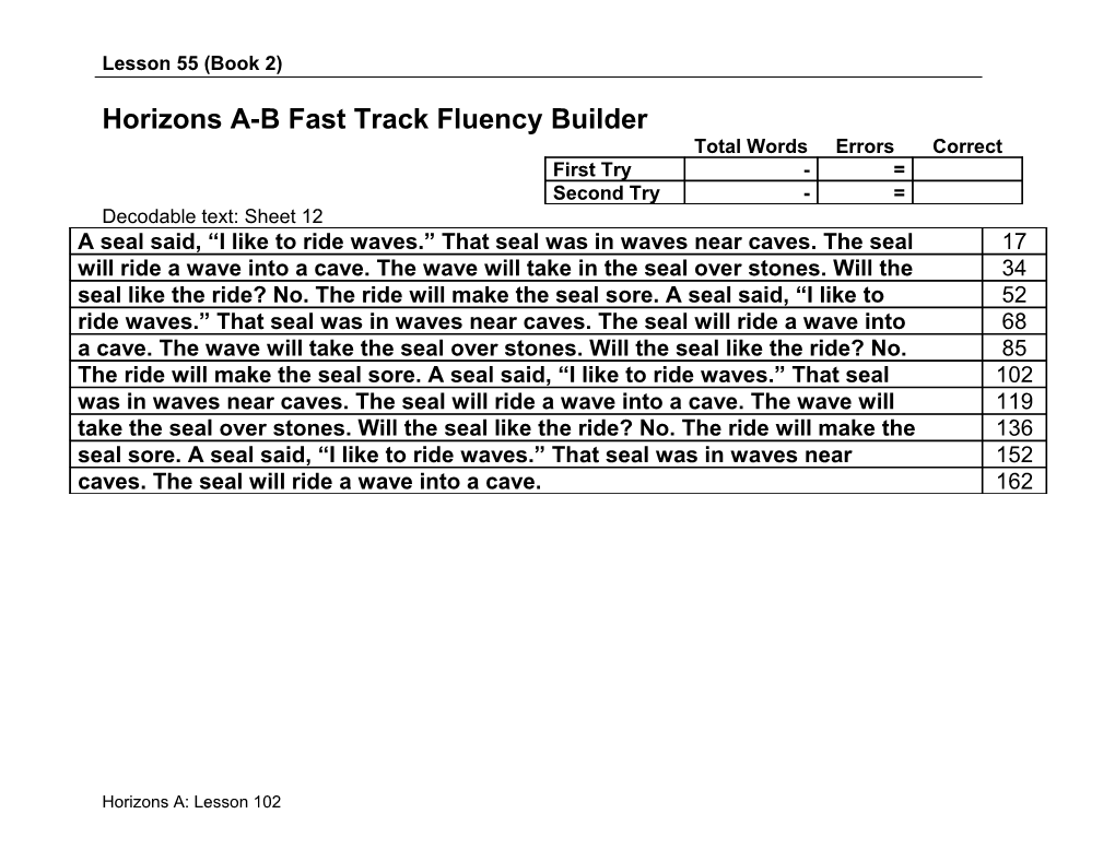 Horizons A-B Fast Track Fluency Builder