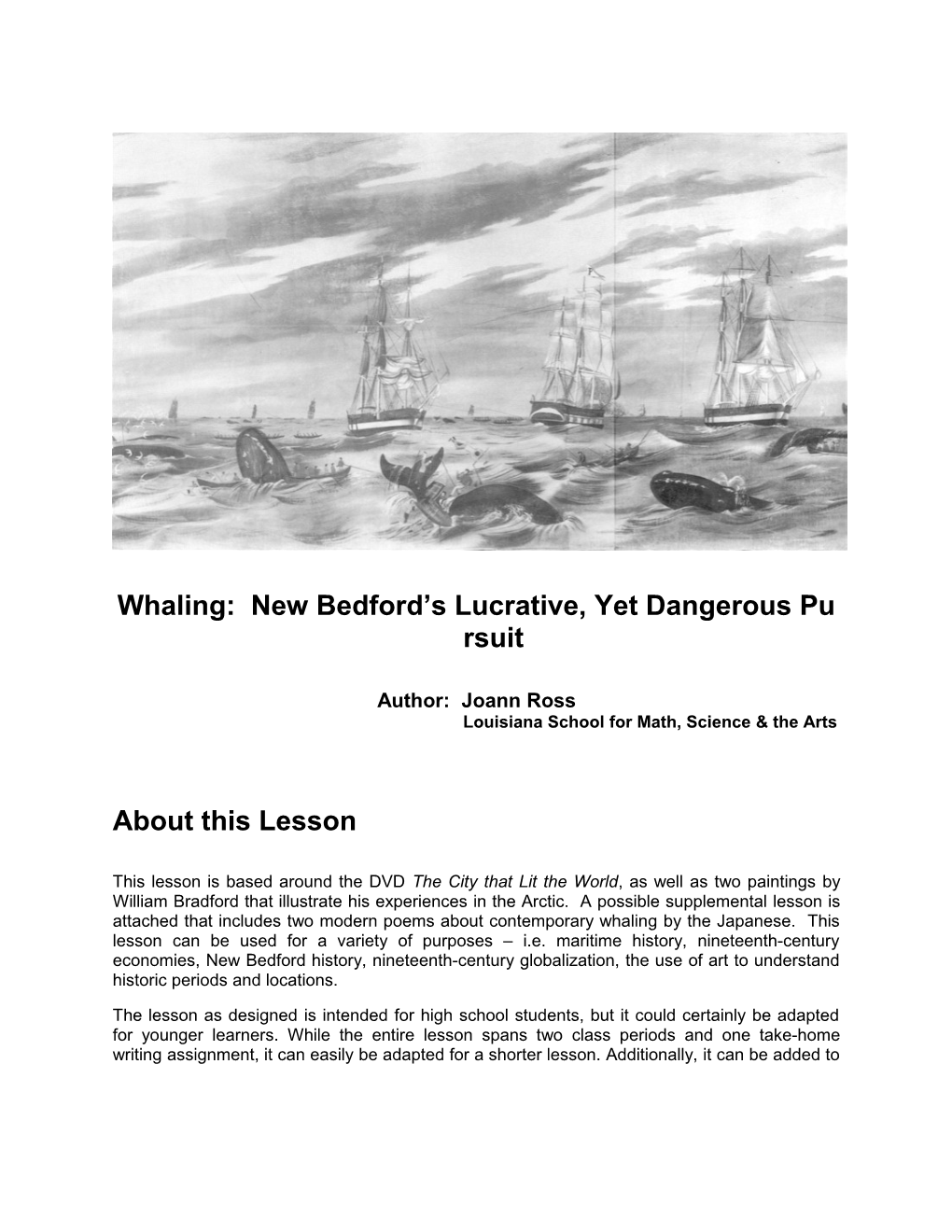Whaling: New Bedford S Lucrative, Yet Dangerous Pursuit