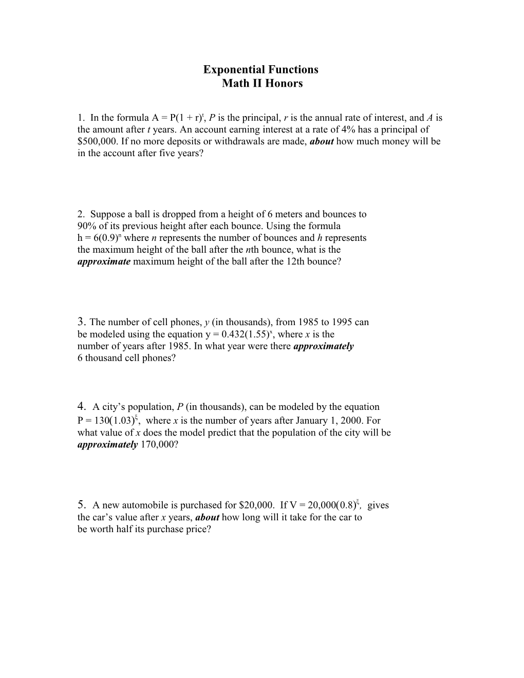 Alignment to Exponential Functions