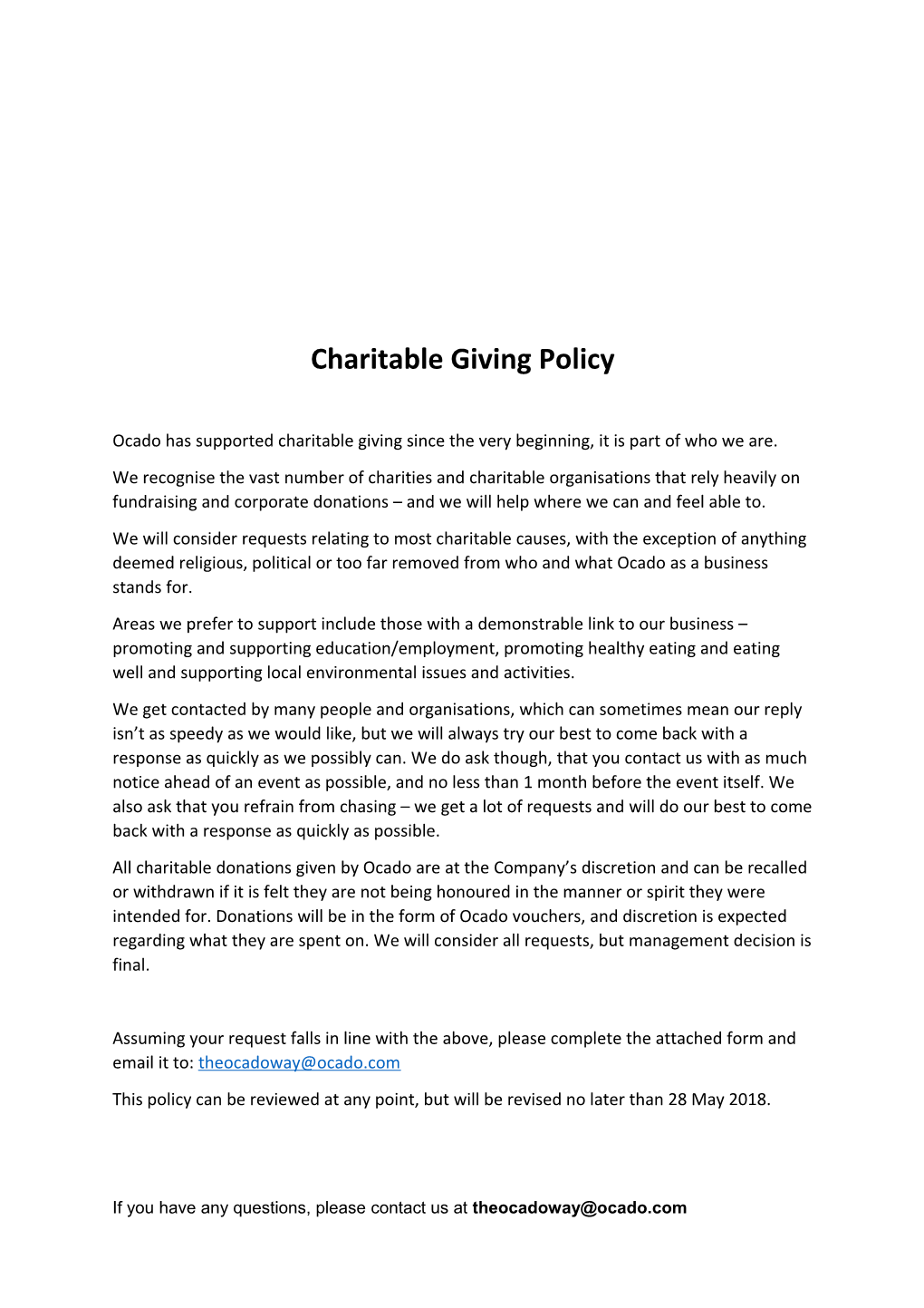 Charitable Giving Policy