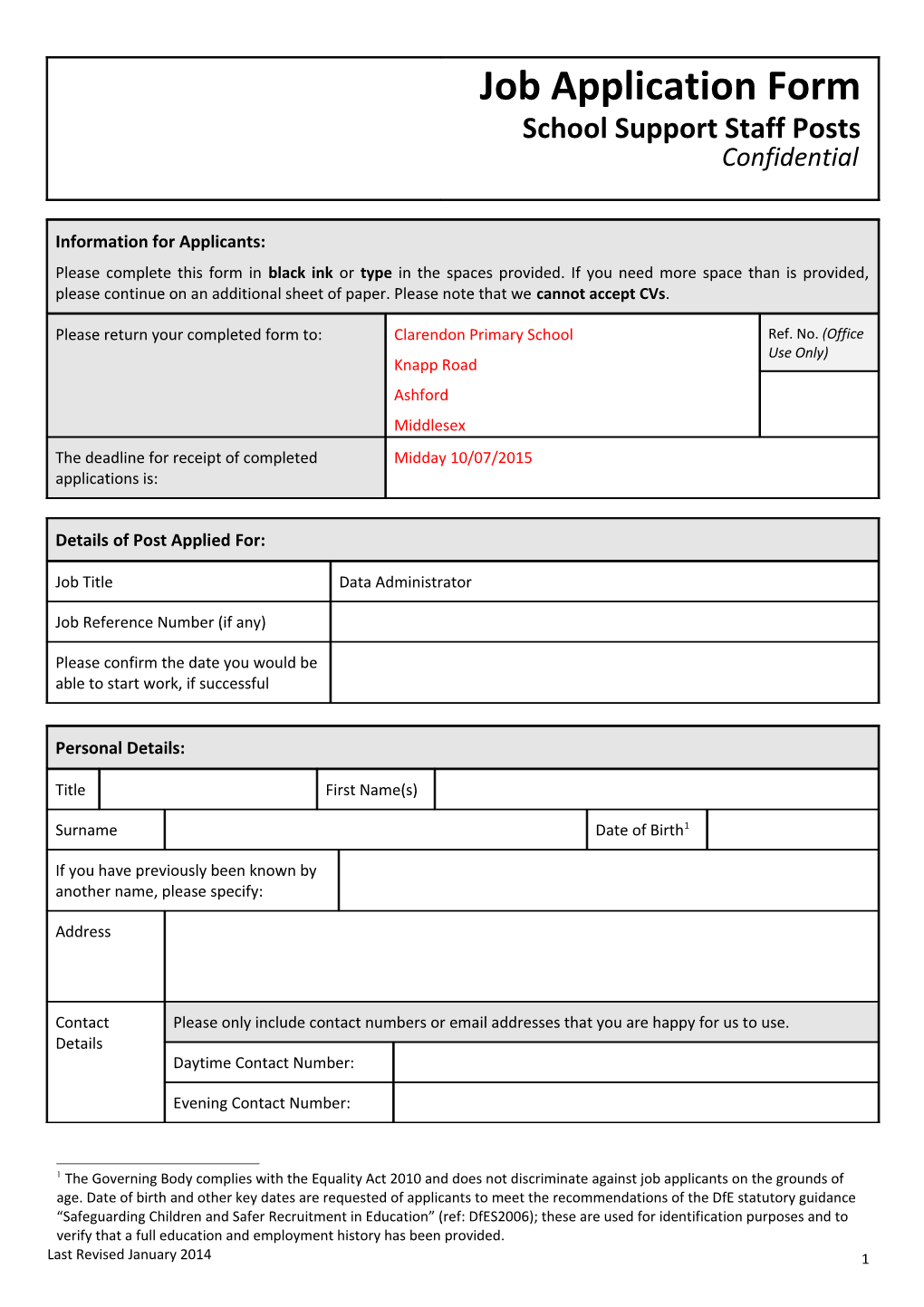 1 the Governing Body Complies with the Equality Act 2010 and Does Not Discriminate Against s1