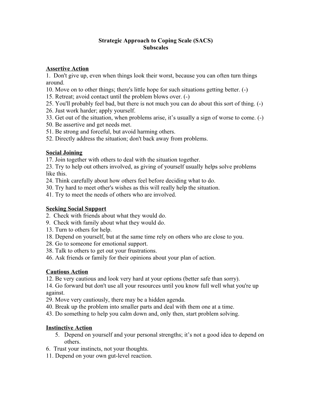 Strategic Approach to Coping Scale (SACS)