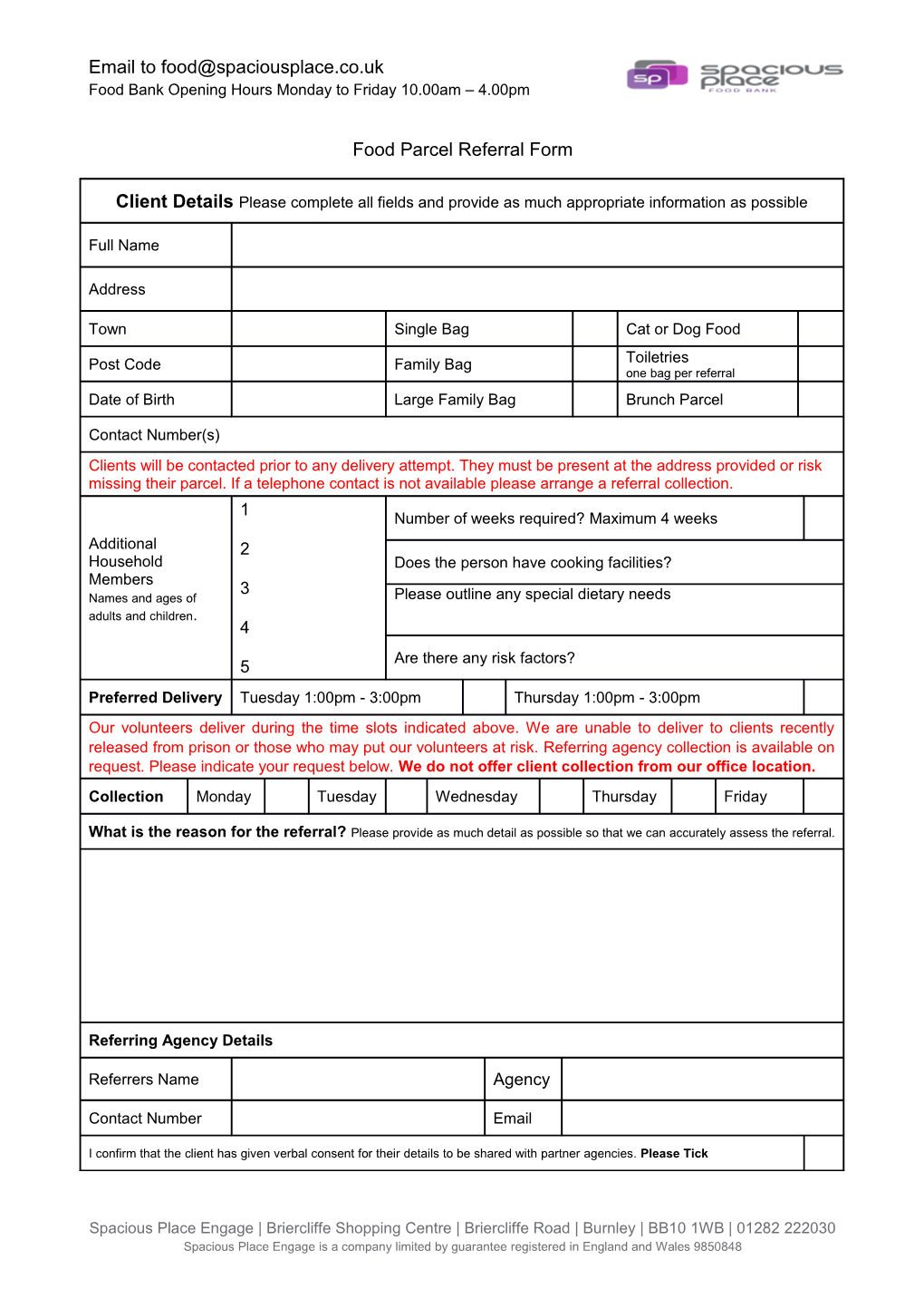 Community Solutions Lancashire Referral Form