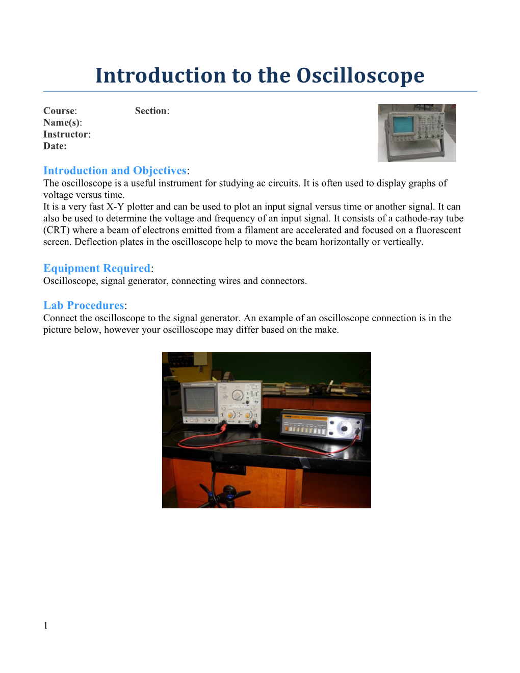 Introduction to the Oscilloscope