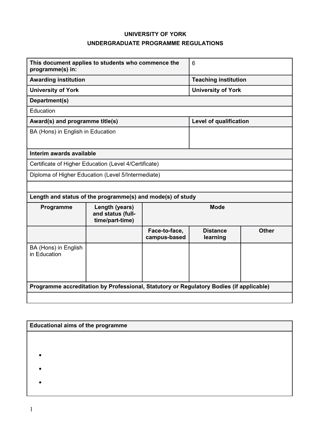 University of York - Teaching Committee