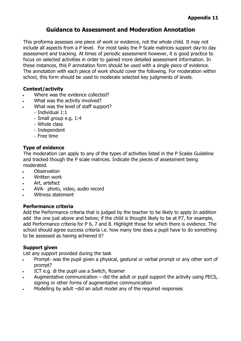 Guidance to Assessment Moderation Proforma