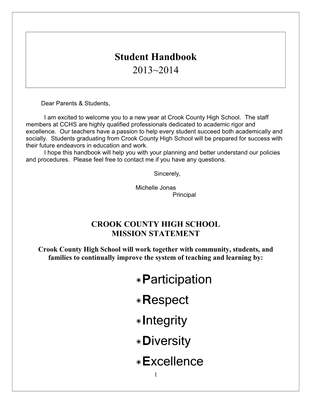 Parent Student Handbook