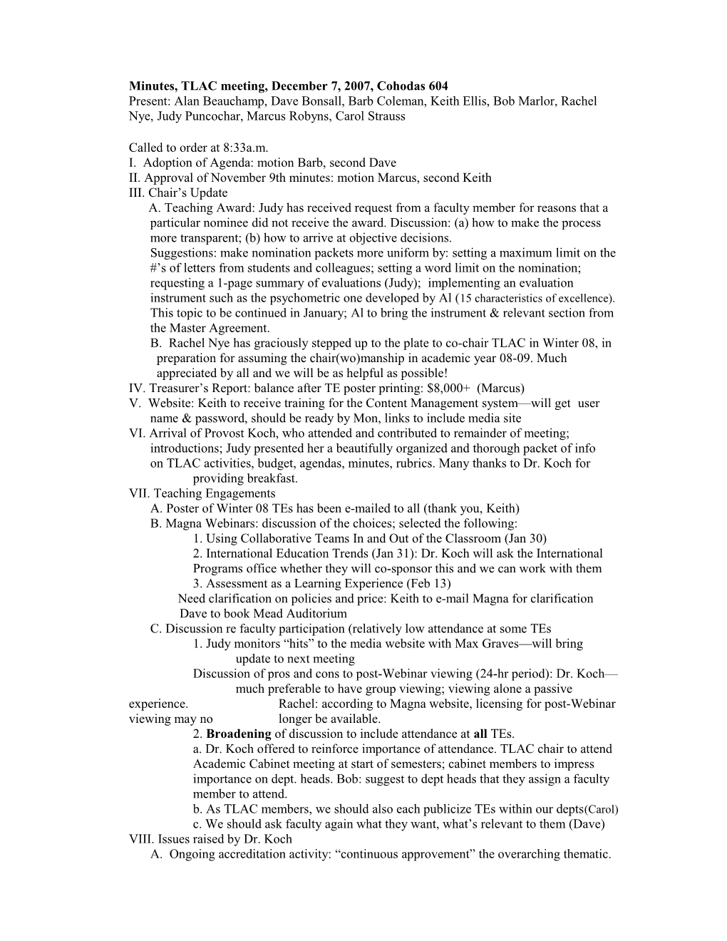 TLAC Minutes Meeting of March 17, 2007 s1