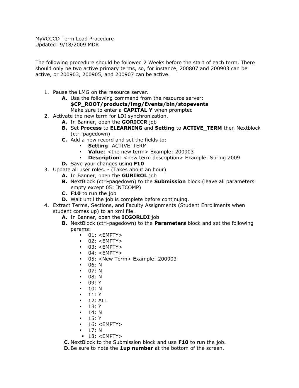 Myvcccd Term Load Procedure