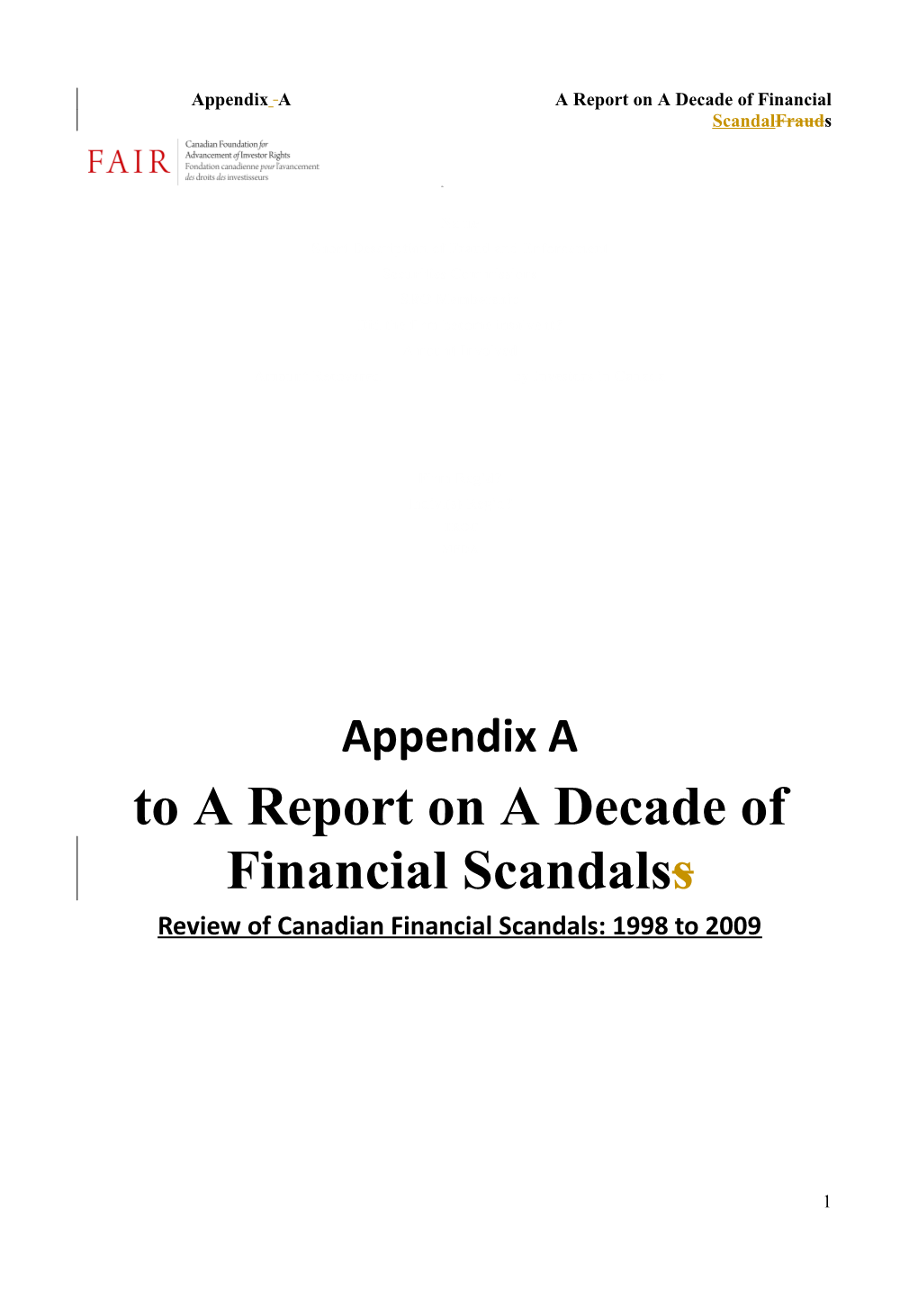 List of Financial Scandals in Canada