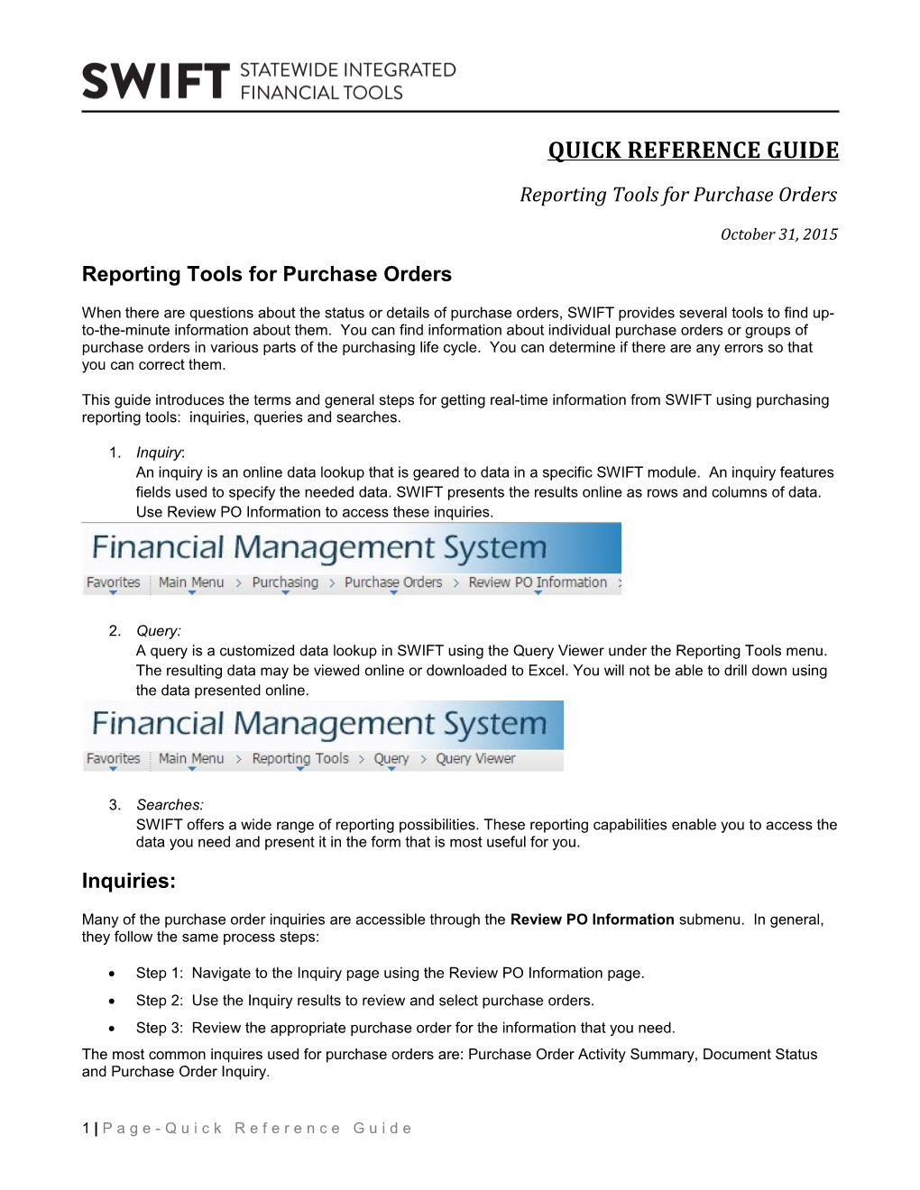 Reporting Tools for Purchase Orders