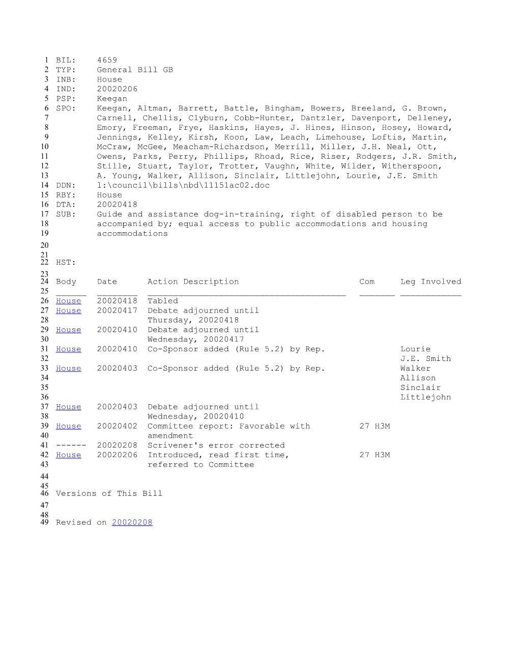 2001-2002 Bill 4659: Guide and Assistance Dog-In-Training, Right of Disabled Person To