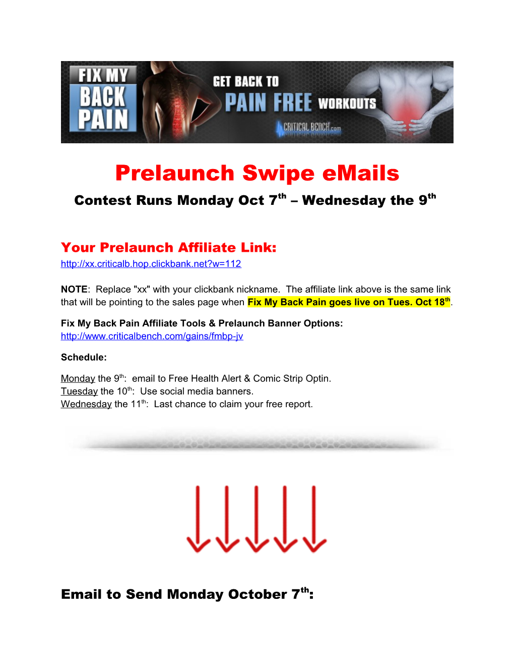 Prelaunch Swipe Emails Contest Runs Monday Oct 7Th Wednesday the 9Th