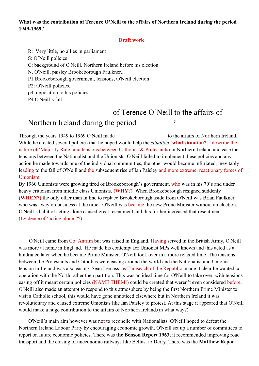 What Was the Contribution of Terence O Neill to the Affairs of Northern Ireland During