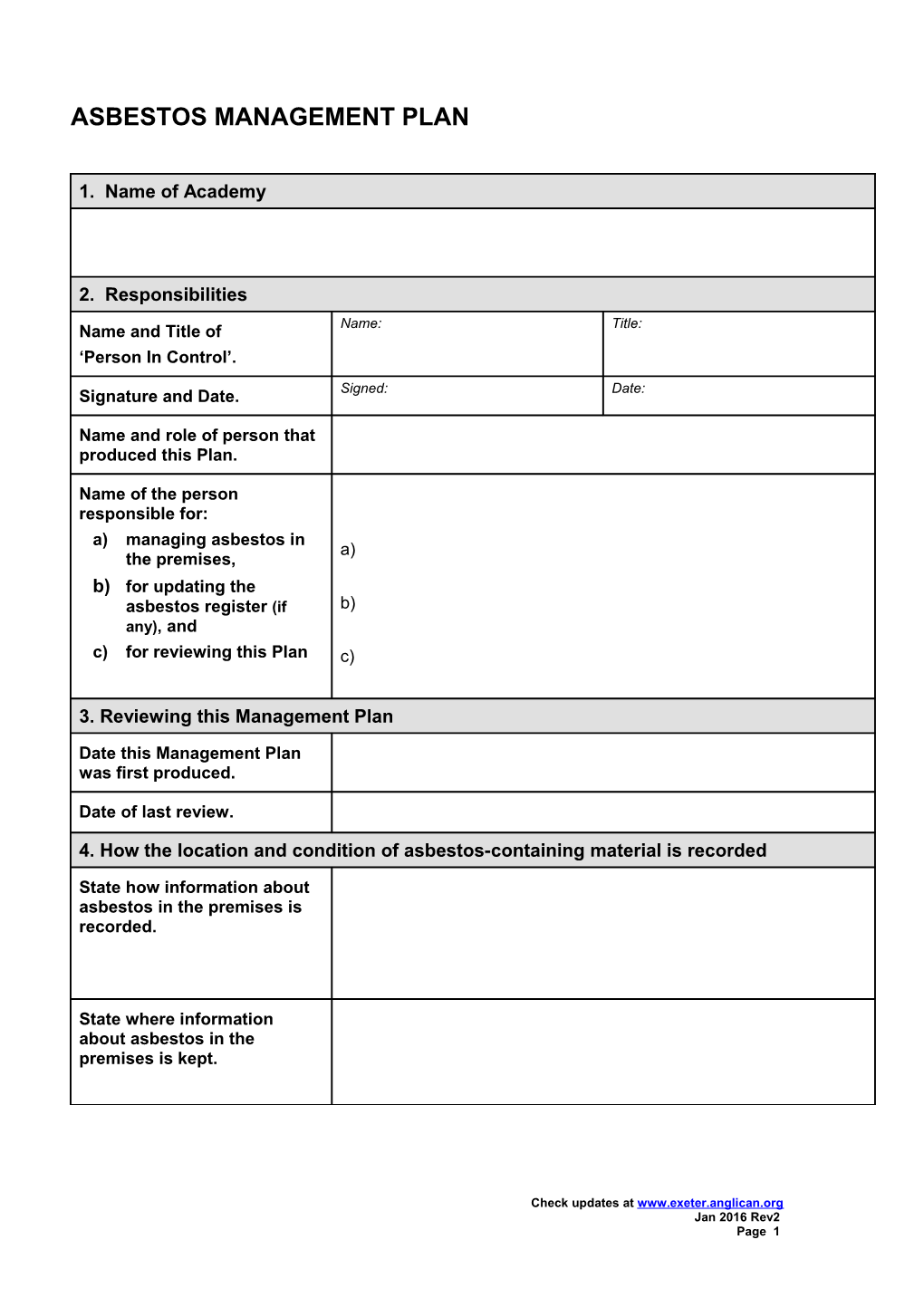 Asbestos Management Plan