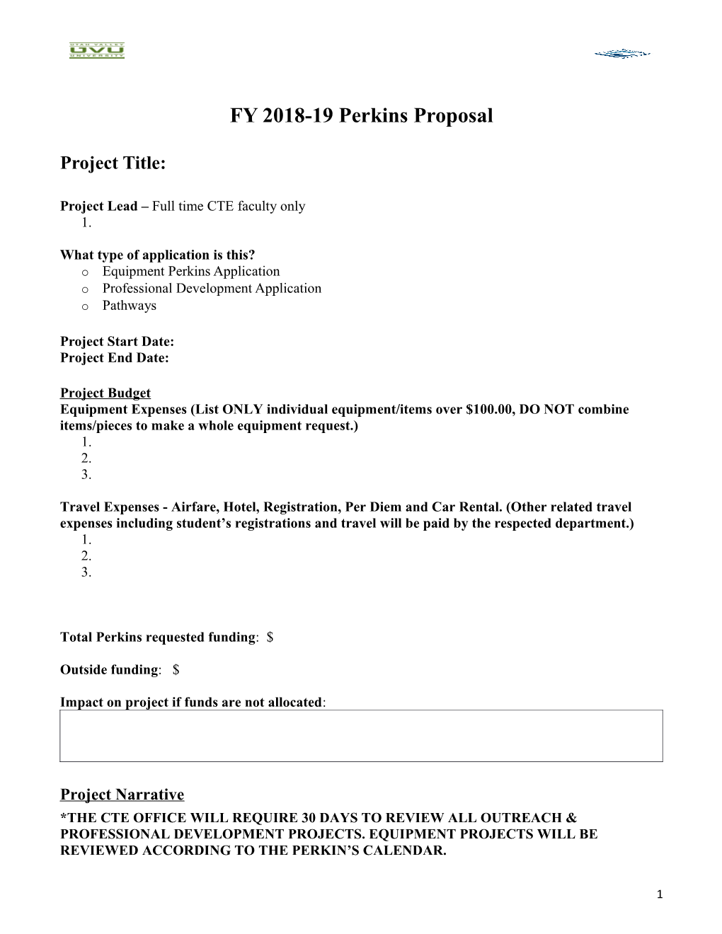 FY 2018-19 Perkins Proposal
