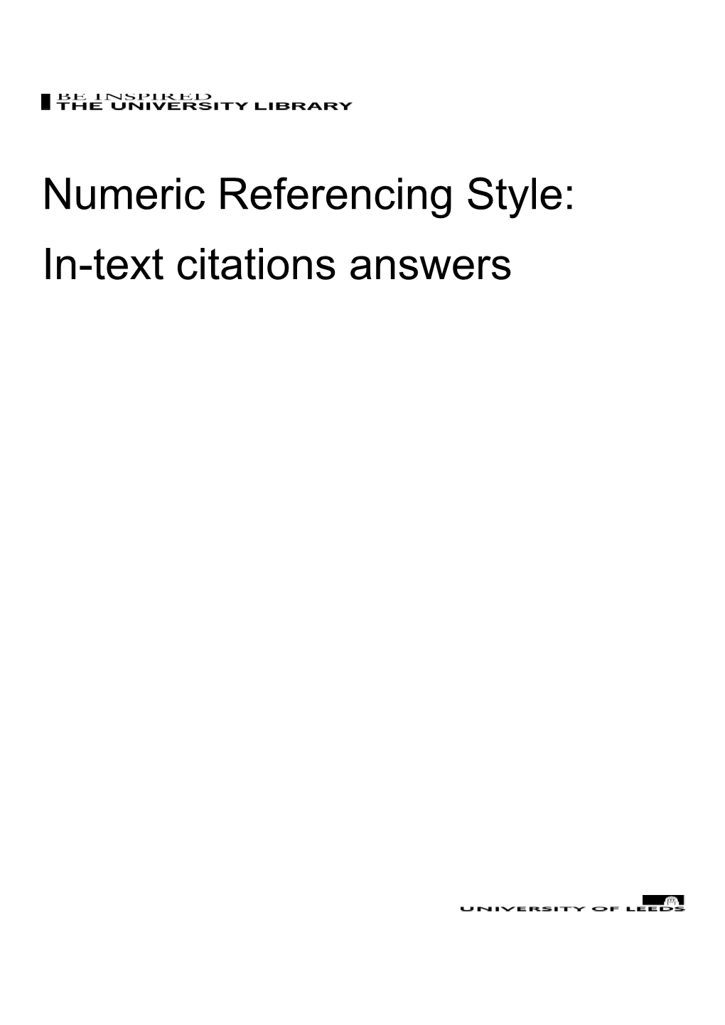 Numeric Referencing Style