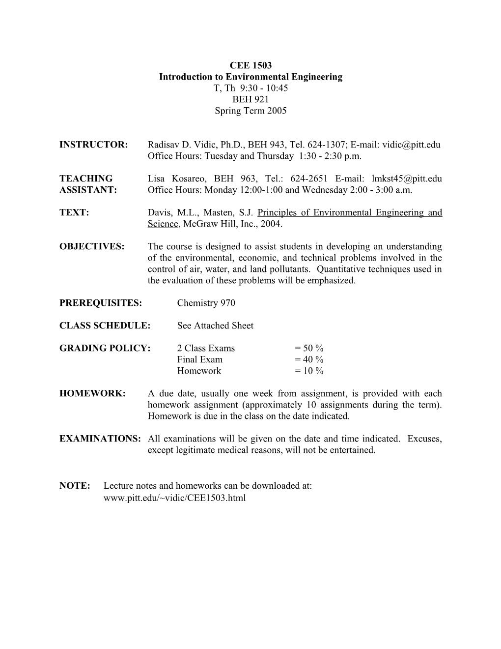 Introduction to Environmental Engineering