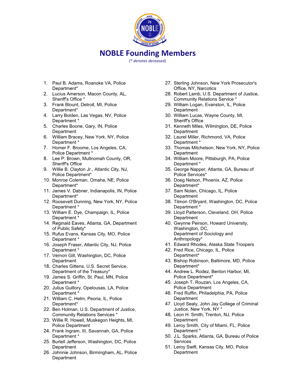 NOBLE Founding Members
