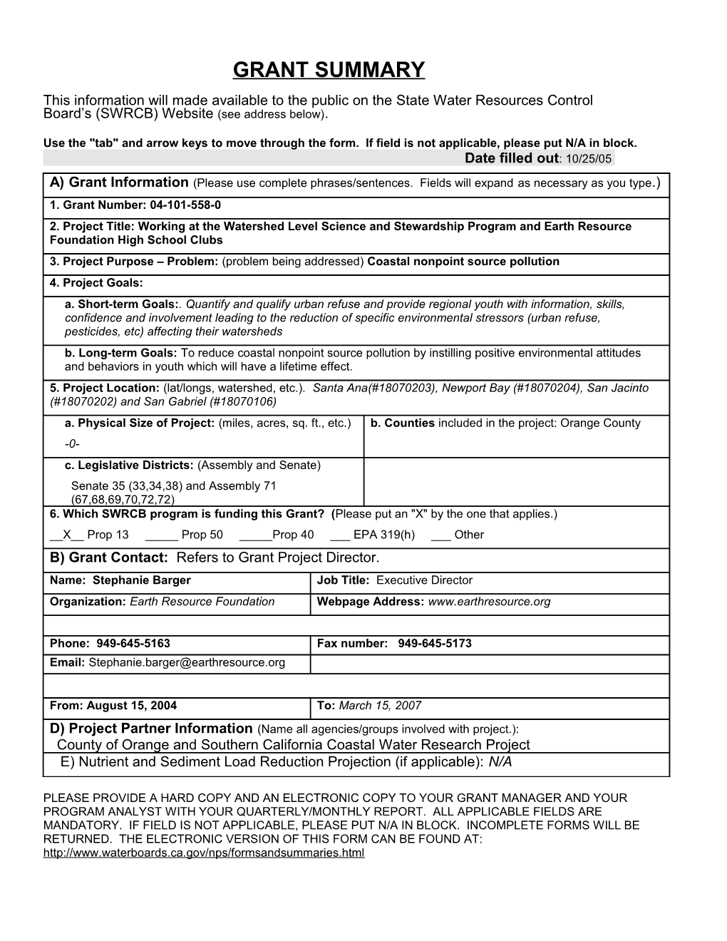 Natural Resource Project Inventory (NRPI) s14