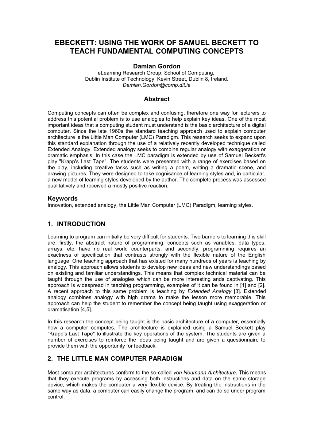 Ebeckett: Using Krapp's Last Tape to Teaching Fundamental Computing Concepts