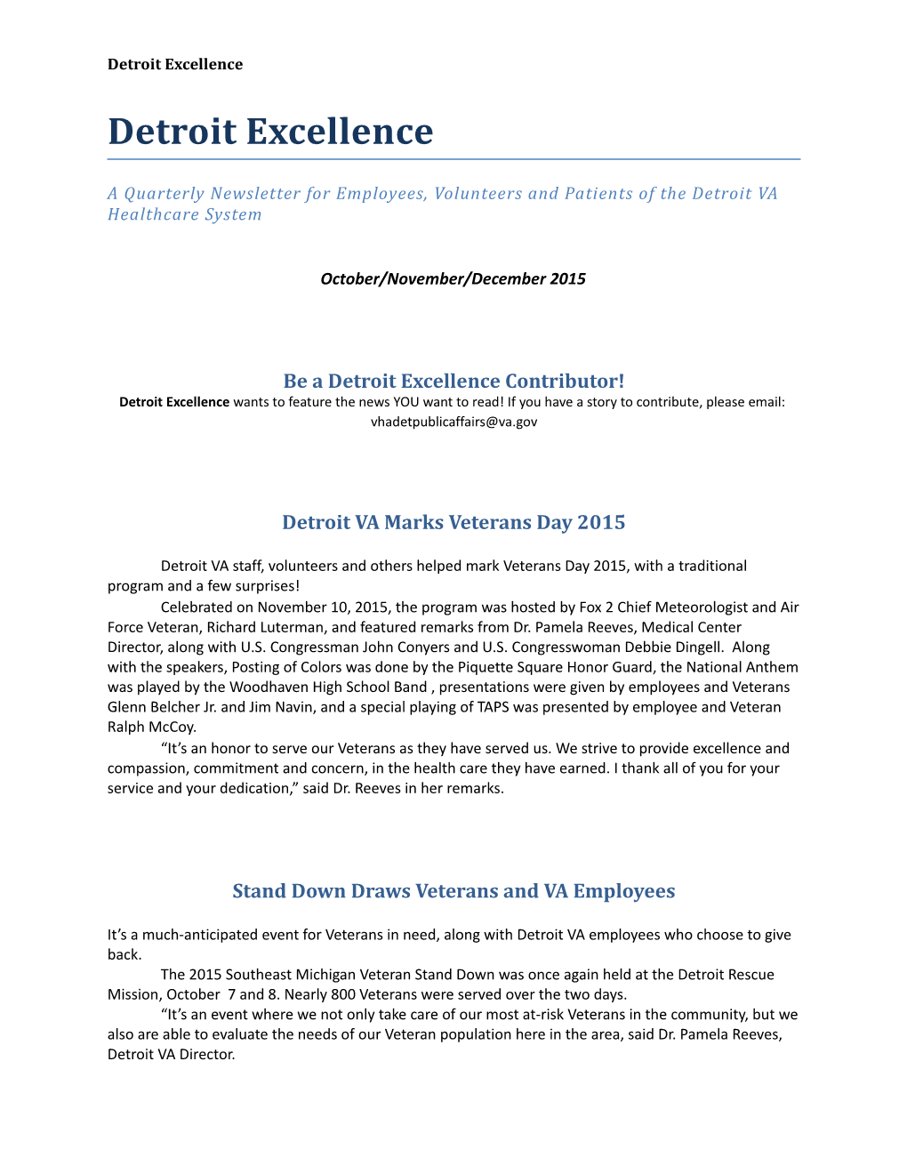 Detroit Excellence Oct-Dec 2015 -Text Version