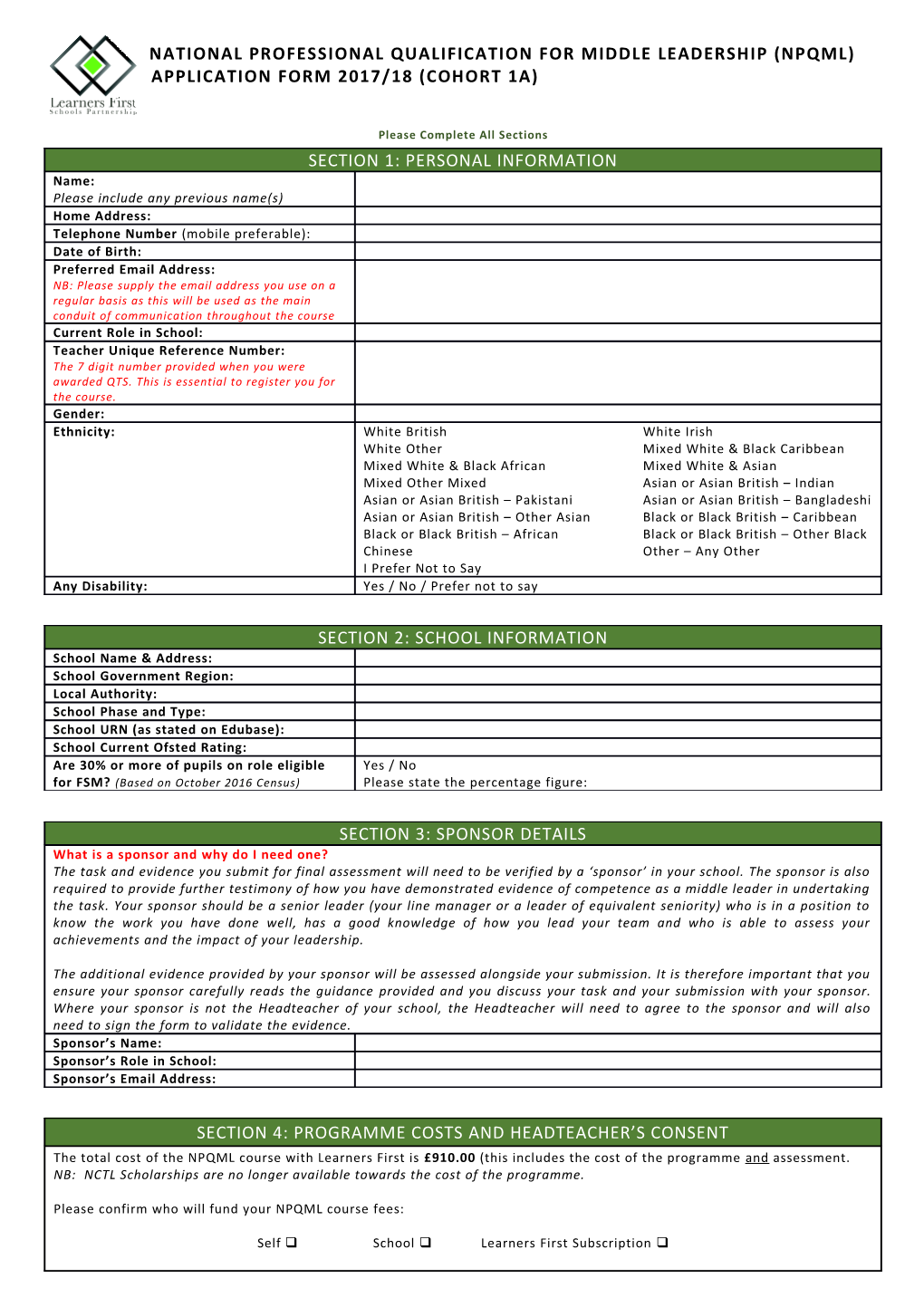 National Professional Qualification for MIDDLE LEADERSHIP (NPQML)