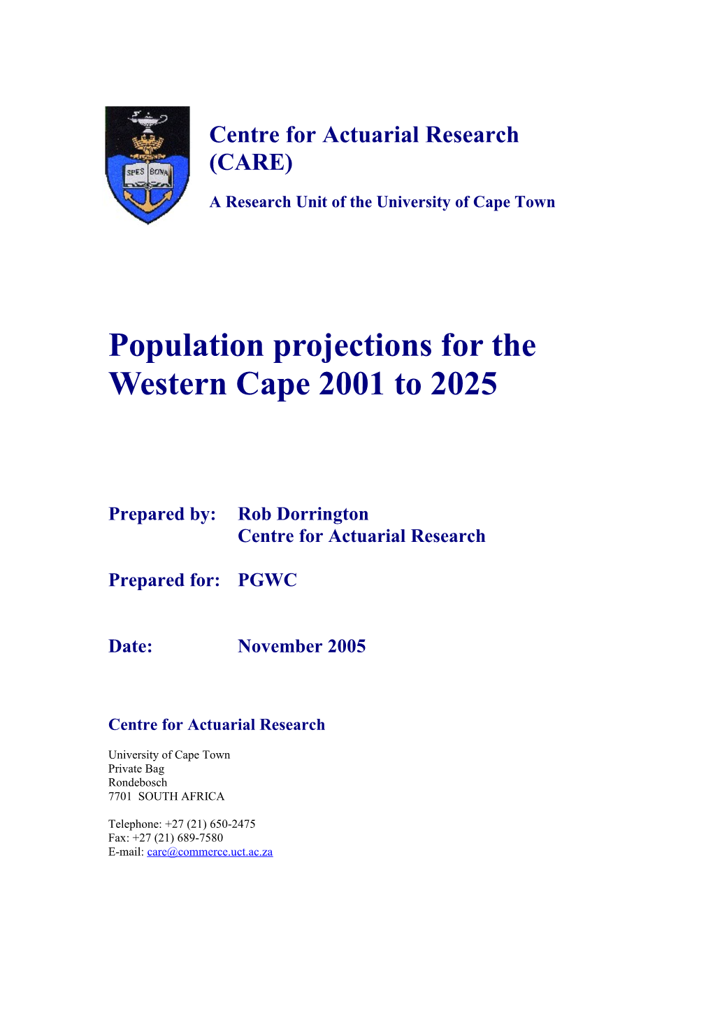 A Research Unit of the University of Cape Town