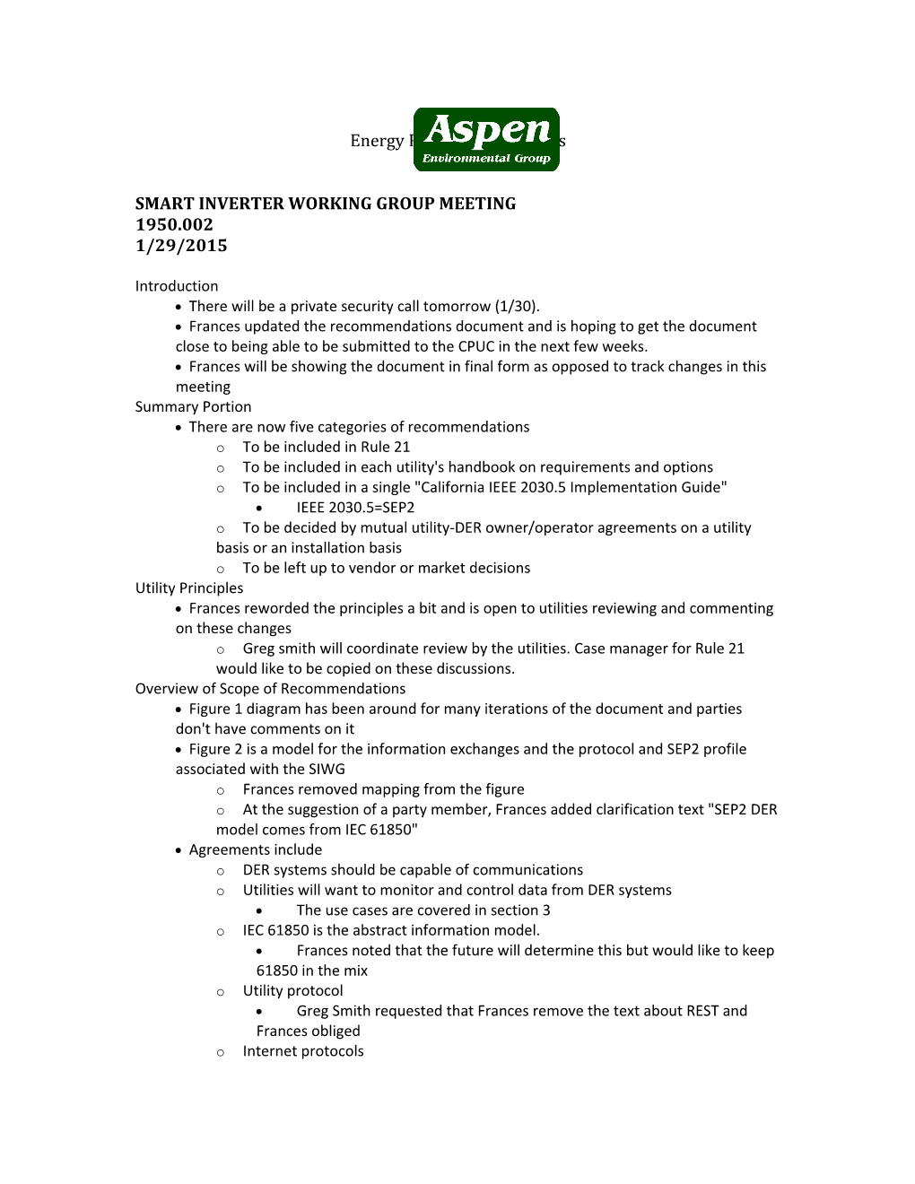 Smart Inverter Working Group Meeting