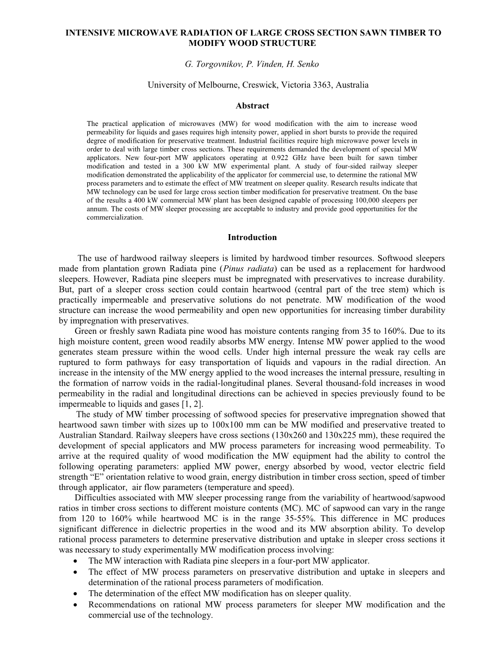 Intensive Microwave Radiation of Large Cross Section Sawn Timber to Modify Wood Structure