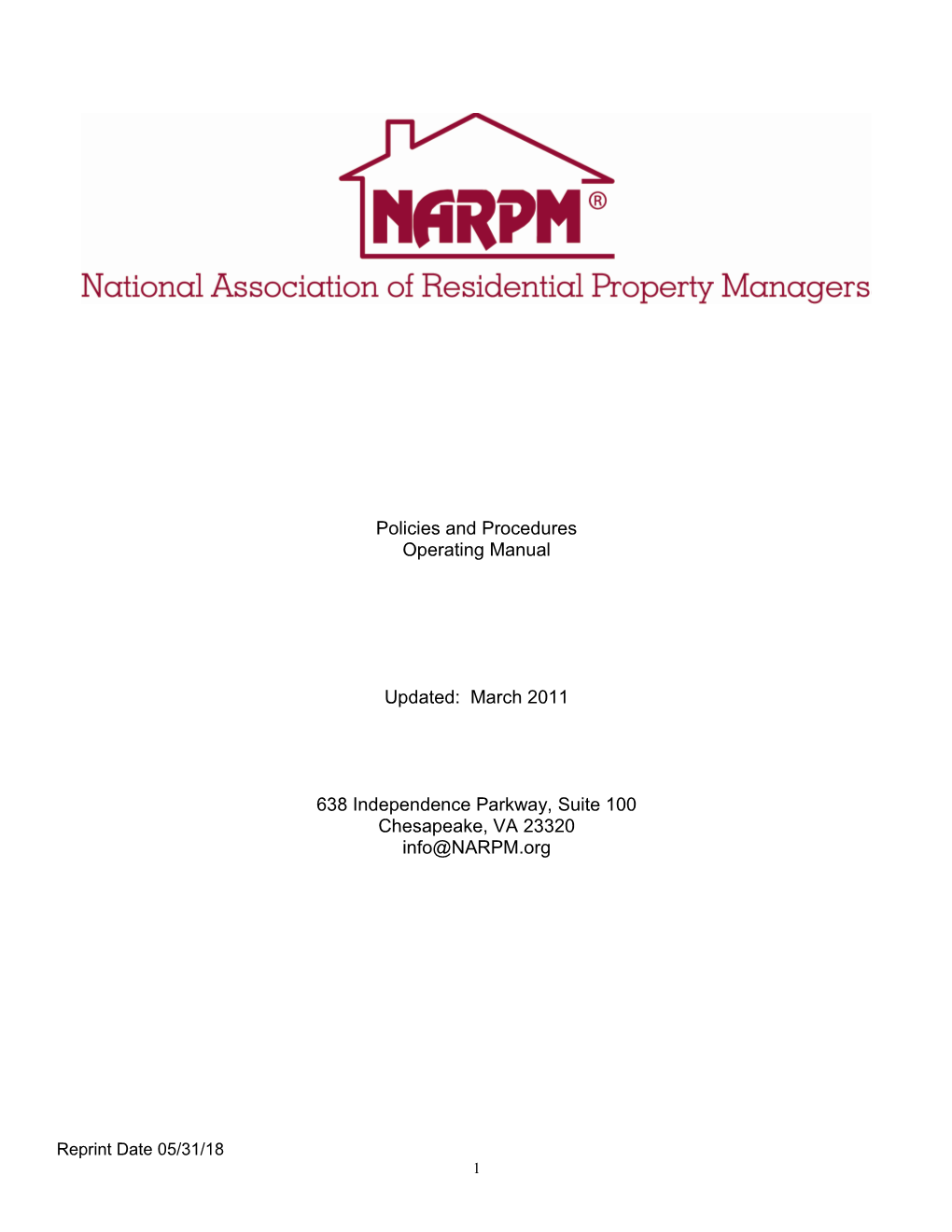 Narpm Policies and Procedures Manual