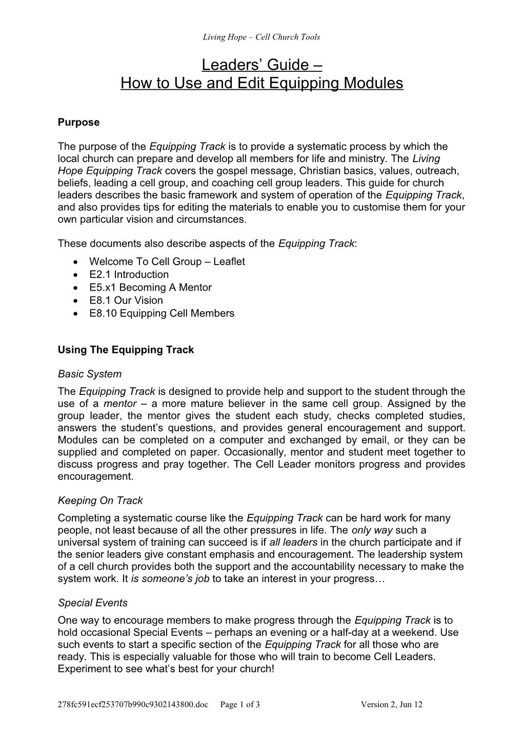 Leaders Guide How to Use and Edit Equipping Modules