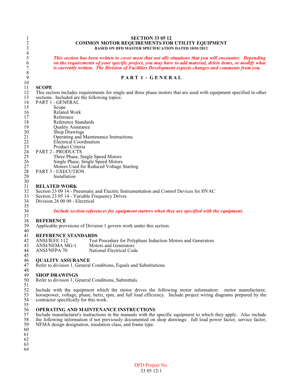 Common Motor Requirements for Utility Equipment