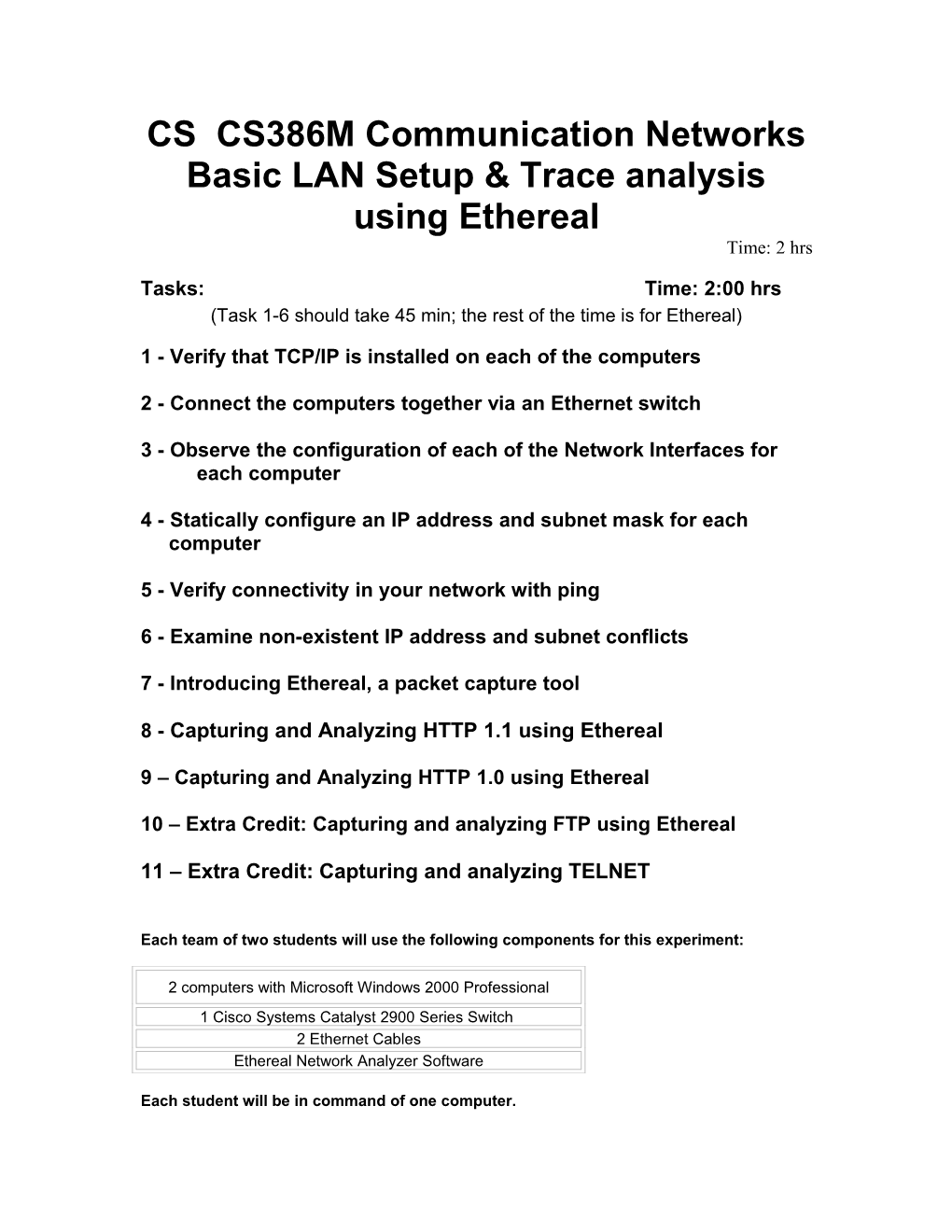 Lab #1 Basic Network Setup