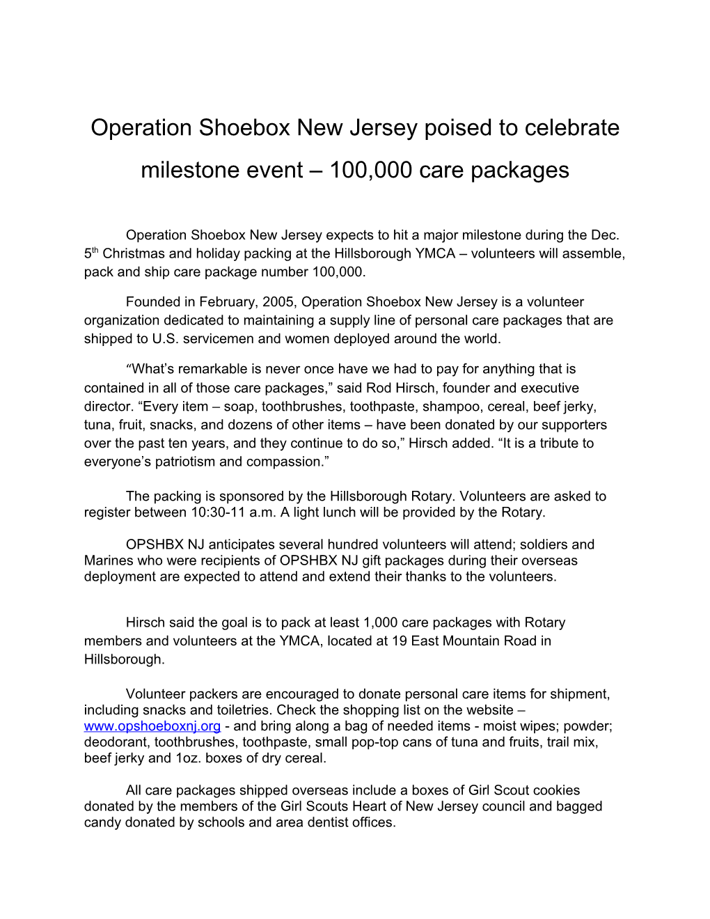Operation Shoebox New Jersey Poised to Celebrate