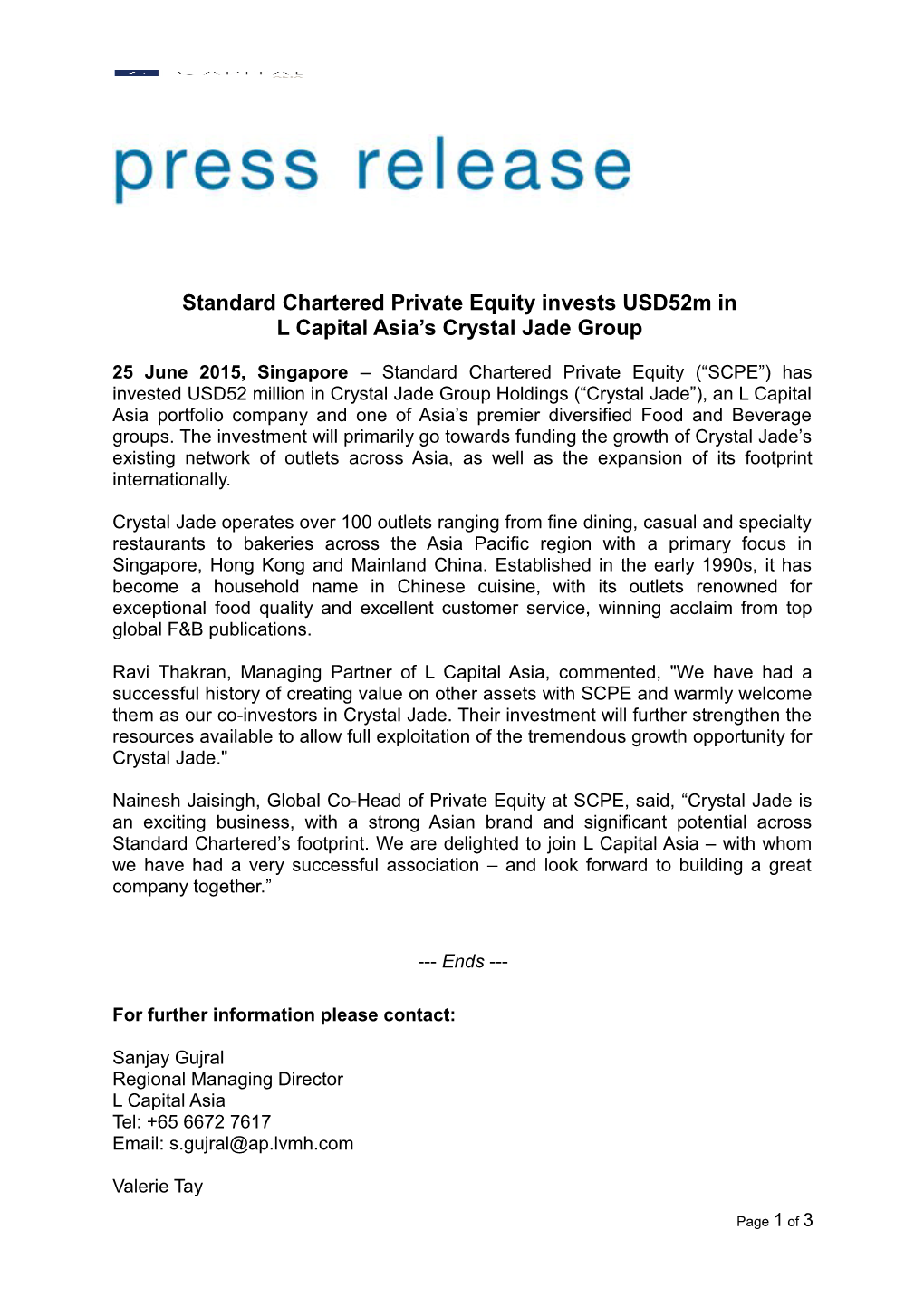 Standard Chartered Private Equity Invests Usd52m In