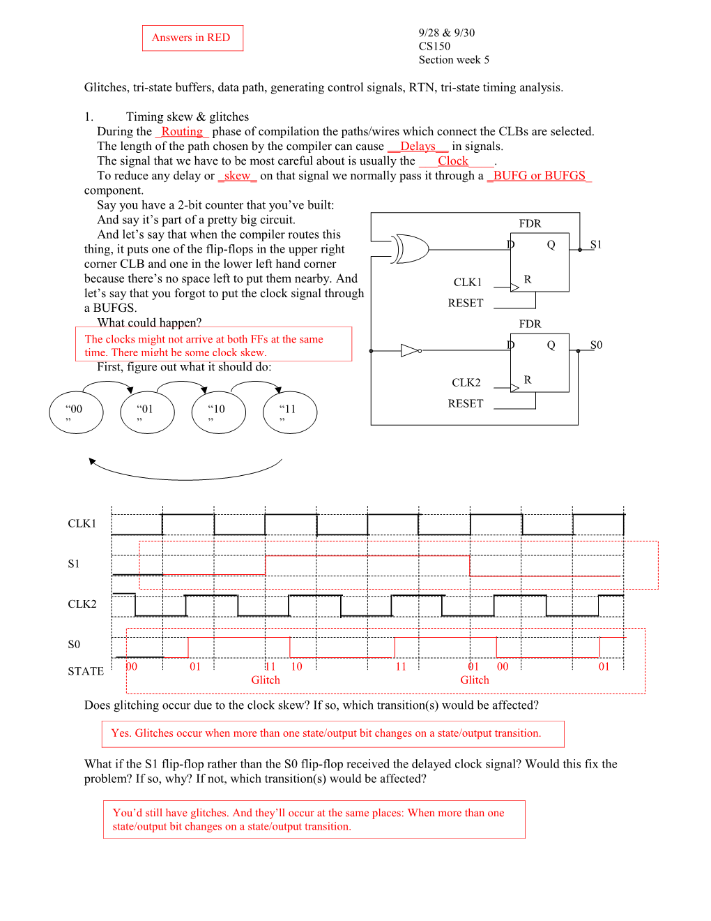 Glitches, Tri-State Buffers, Data Path, Generating Control Signals, RTN, Tri-State Timing