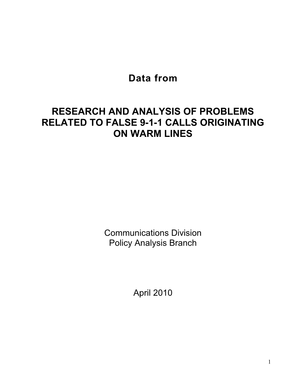 Memo on CD Warm Line Research