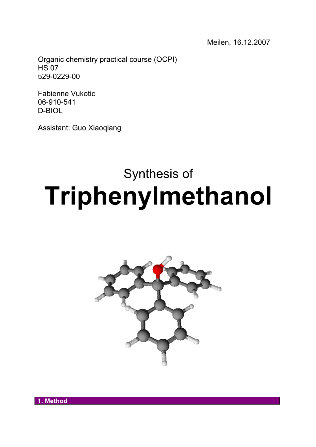 Organic Chemistry Practical Course (OCPI)