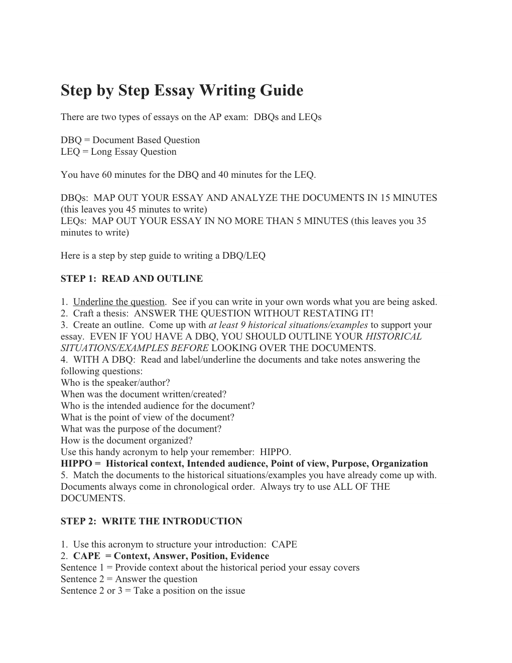 Step by Step Essay Writing Guide