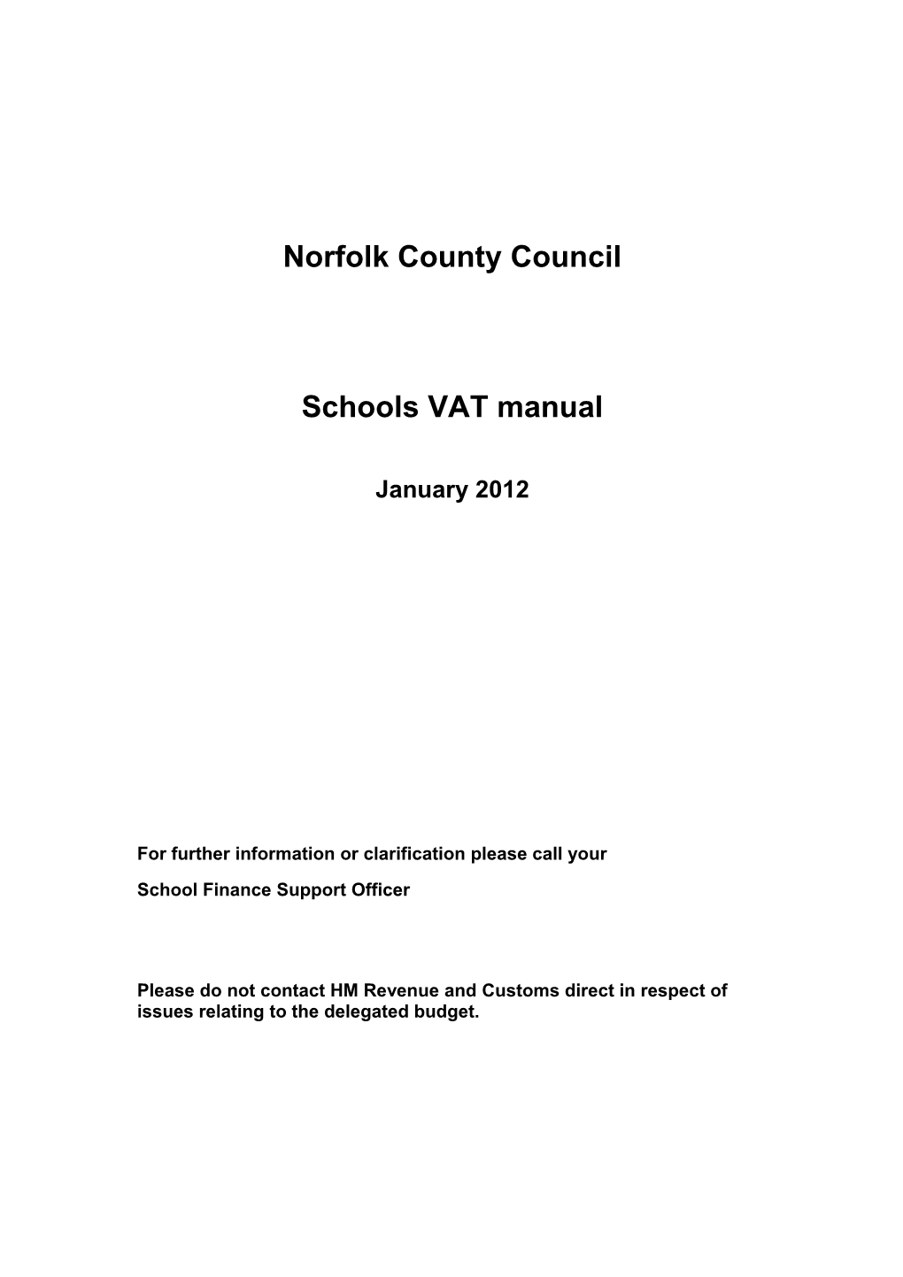 Norfolk County Council - Schools VAT Manual